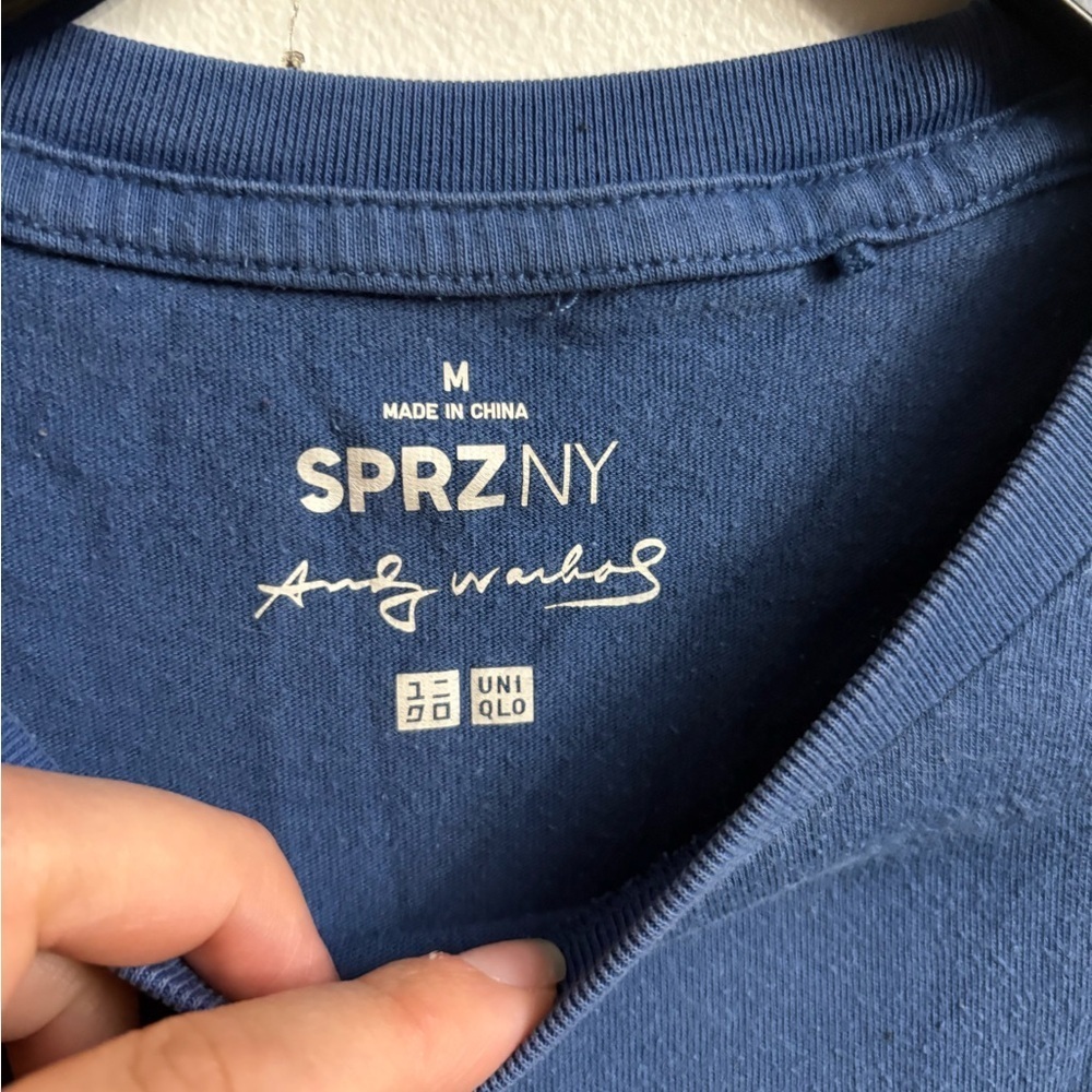 SPRZ NY Uniqlo X Andy Warhol portrait graphic blue short sleeve tee size medium - Picture 3 of 4